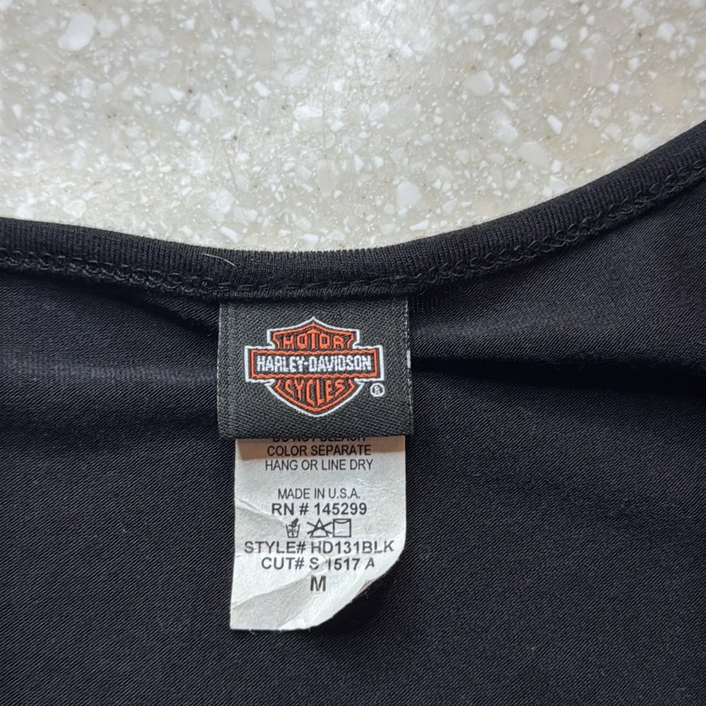 Harley Davidson Jeweled Three Quarter Sleeve Shirt Black Sz M
Womens - Picture 4 of 6